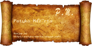 Petyko Márta névjegykártya